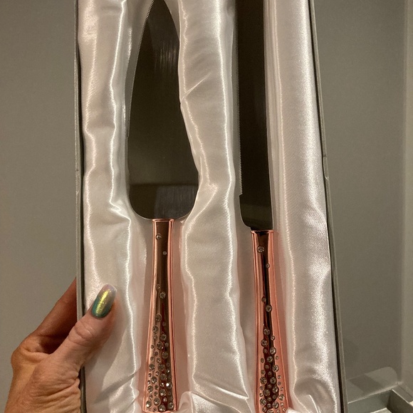 Wedding cake carving set, unknown brand, rose gold and stainless steel - Picture 5 of 7